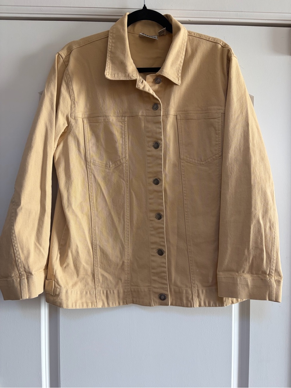 Chico’s By Design Women’s Yellow Button Cotton Denim Jean Jacket Sz 2 US Lg Chic